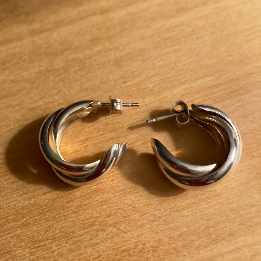 Sterling silver post hoops